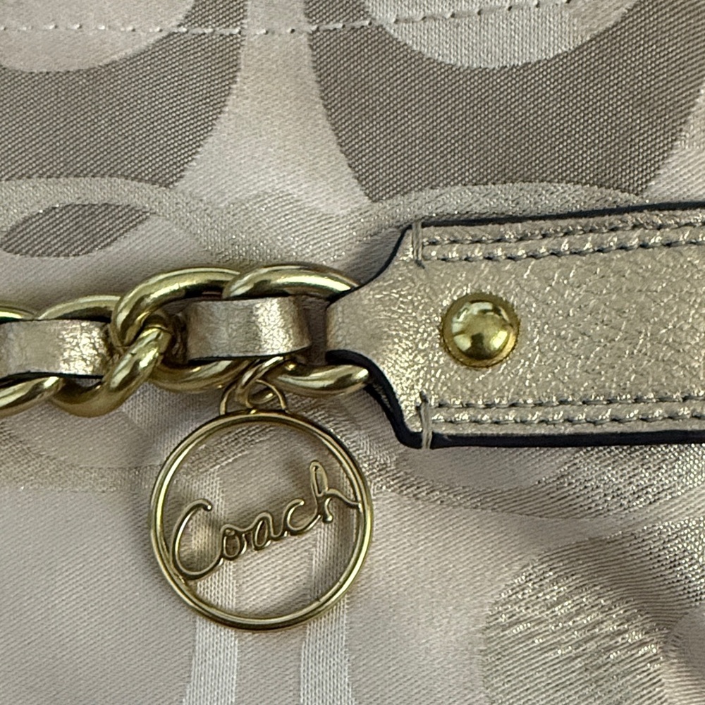 Coach Beige and Gold Shoulder Bag